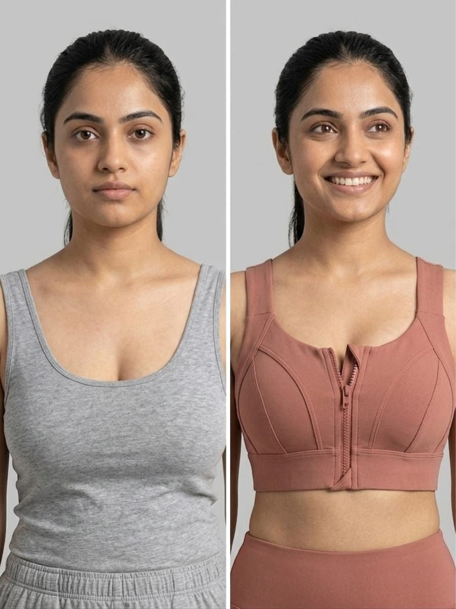 Zip Up Sports Bra with FREE Body confidence kit