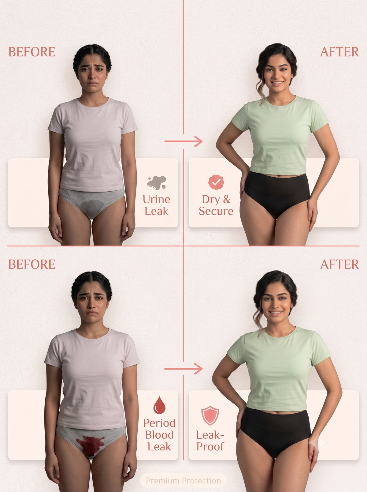 Leakproof Underwear Pack Of 2 For everyday Urinary leak and Period leak solution with Free Body Confidence Kit