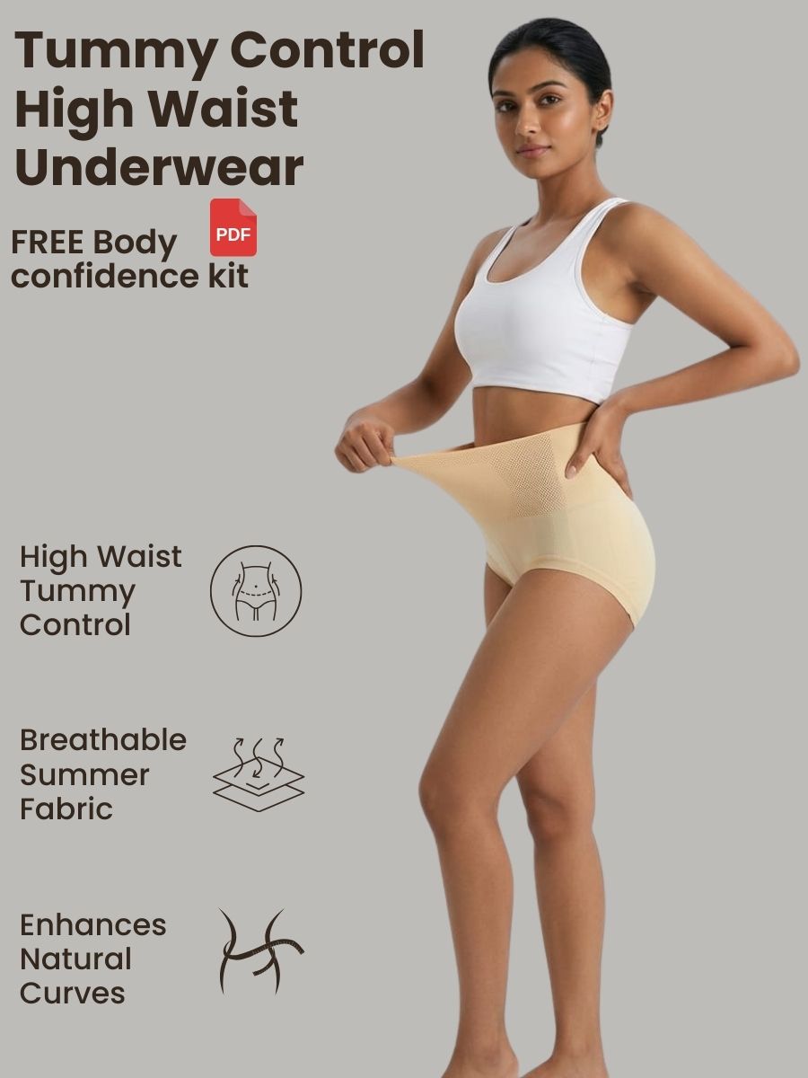 Sweat Absorbant Tummy Control High Waist Underwear With FREE Body Confidence Kit