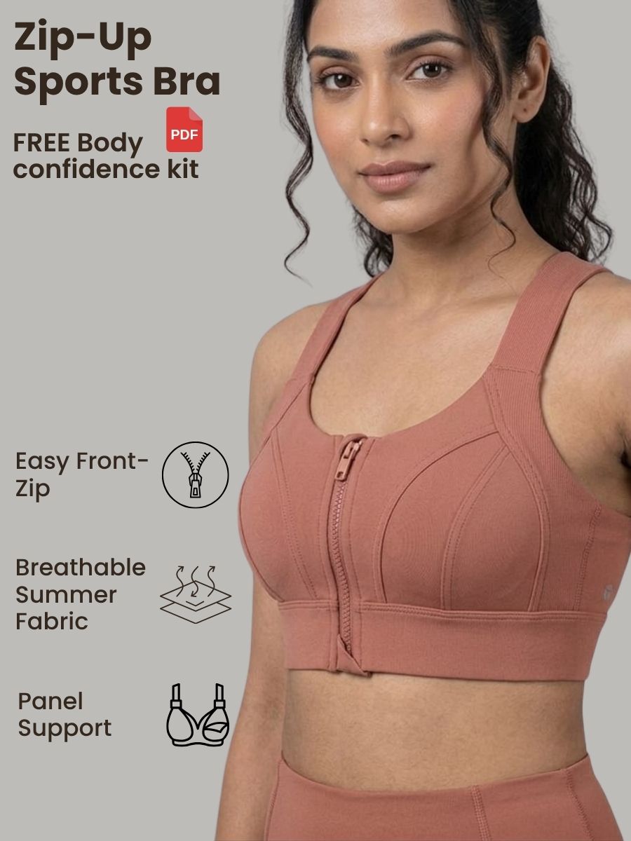 Zip Up Sports Bra with FREE Body confidence kit