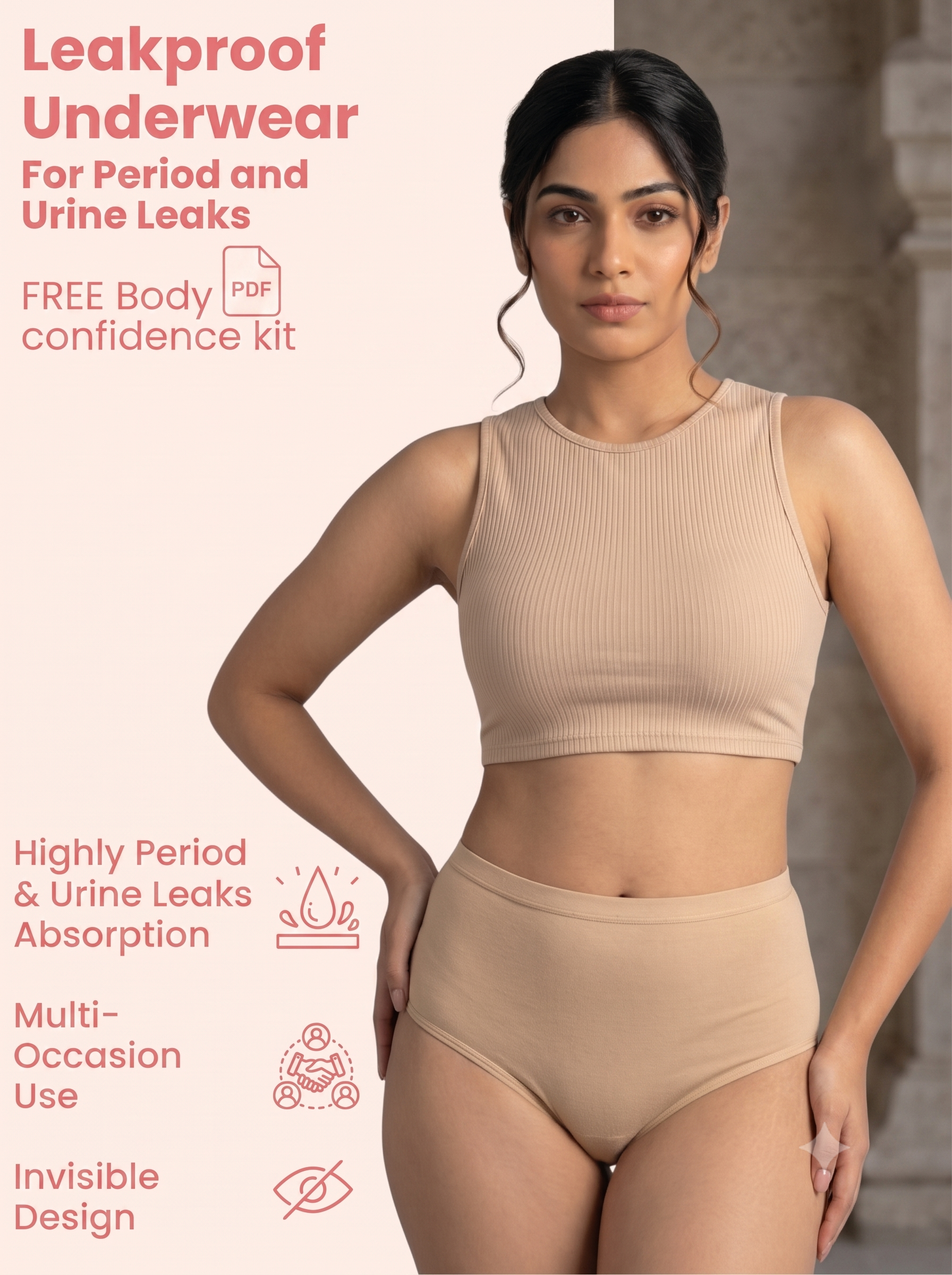 Leakproof Underwear Pack Of 2 For everyday Urinary leak and Period leak solution with Free Body Confidence Kit