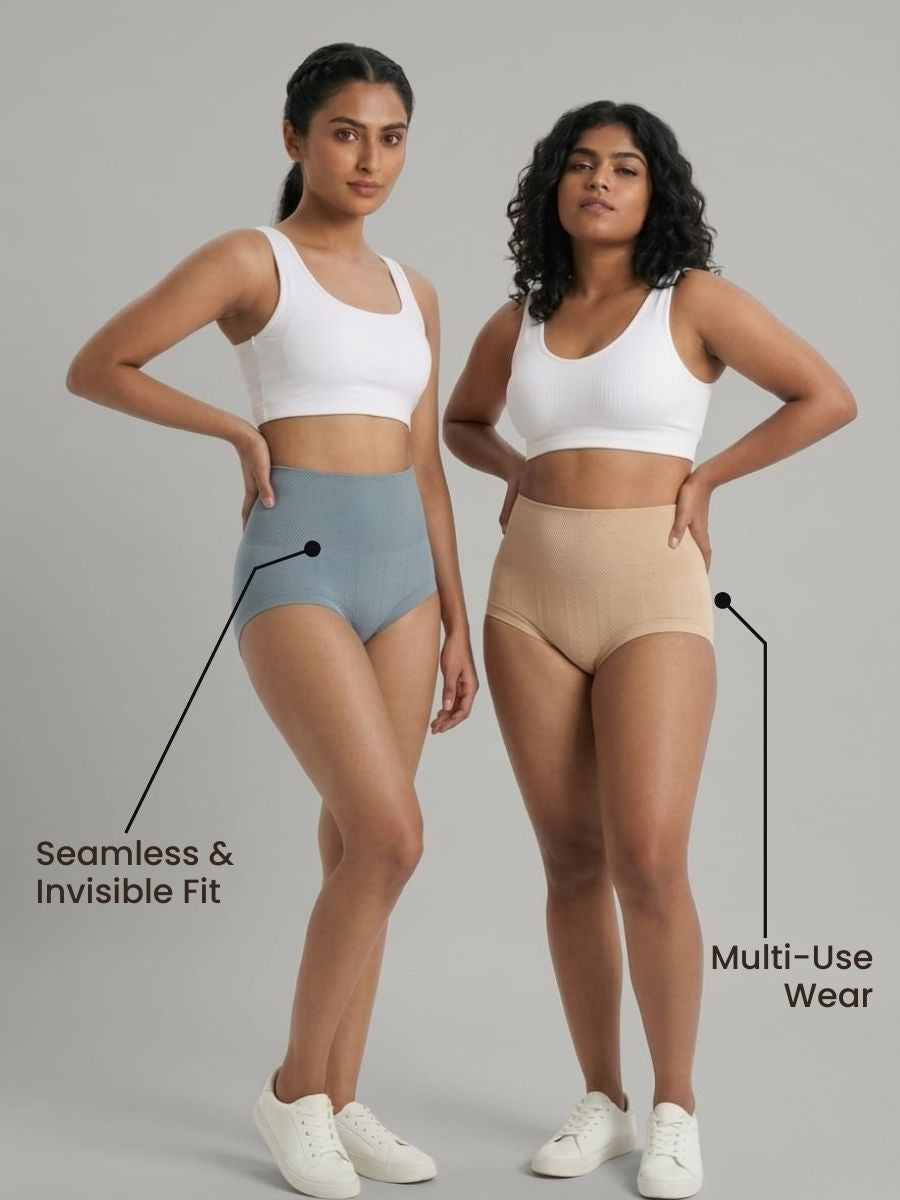 Sweat Absorbant Tummy Control High Waist Underwear With FREE Body Confidence Kit