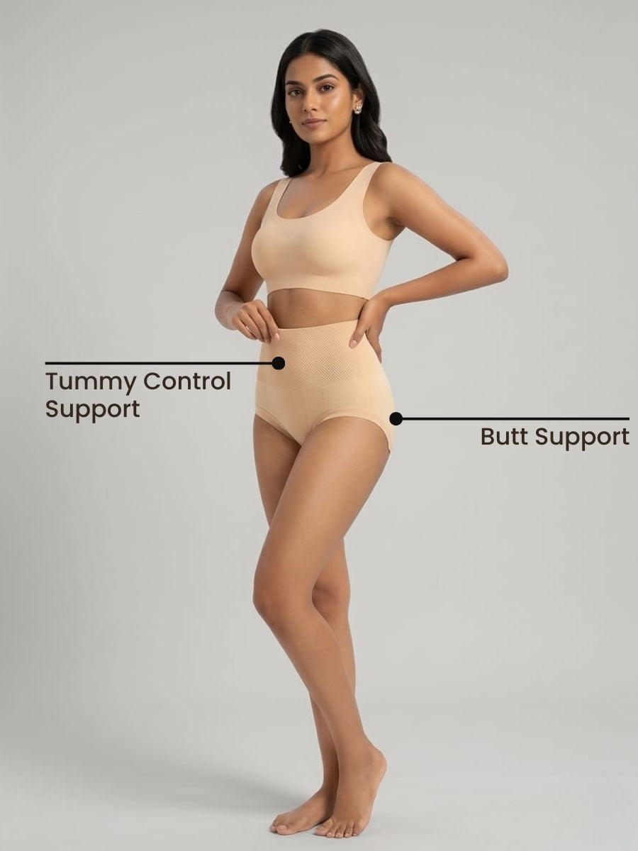 Sweat Absorbant Tummy Control High Waist Underwear With FREE Body Confidence Kit