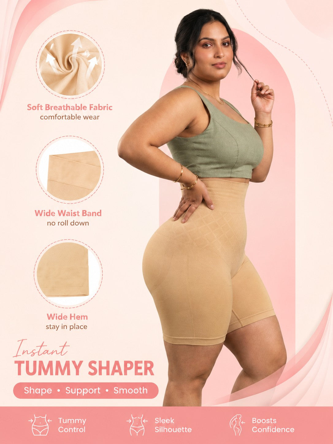 Sculpting Waist Reduction Everyday Tummy Shaper PACK OF 2 With FREE Body Confidence Kit