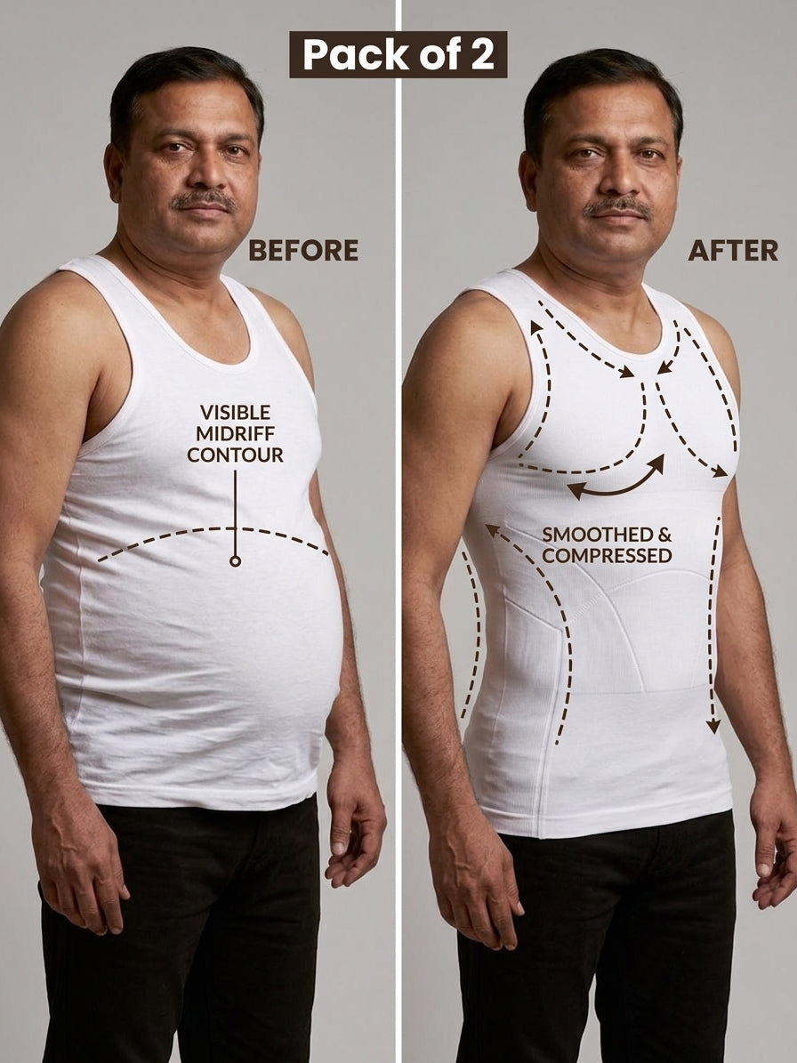 Compression Vest For Men PACK OF 2 With FREE Body Confidence Kit
