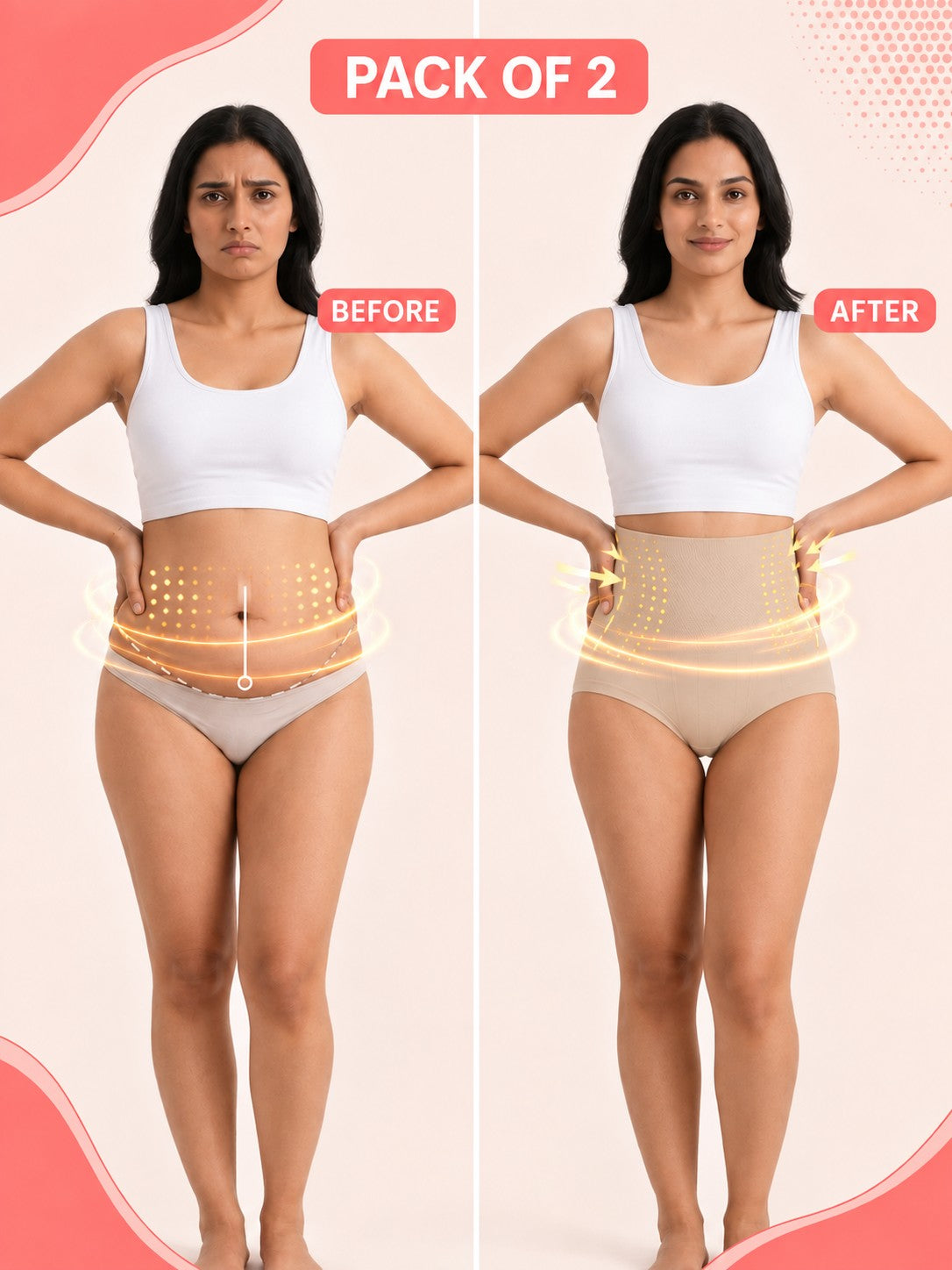 Sweat Absorbant Tummy Control High Waist Underwear With FREE Body Confidence Kit
