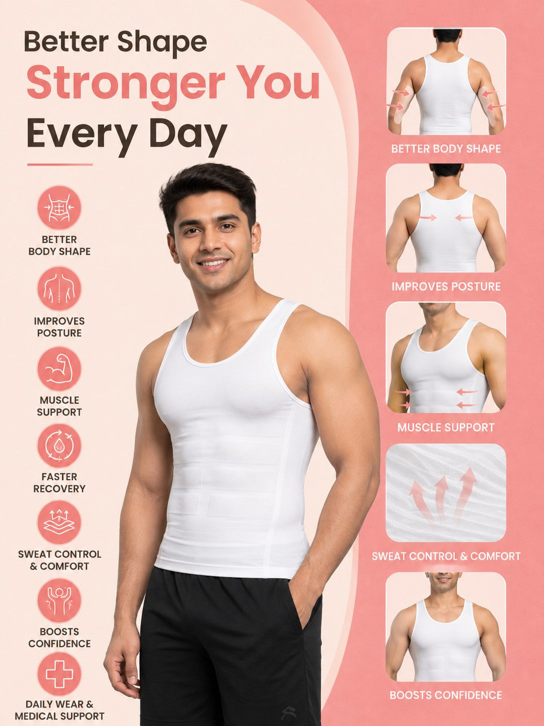 Compression Vest For Men PACK OF 2 With FREE Body Confidence Kit