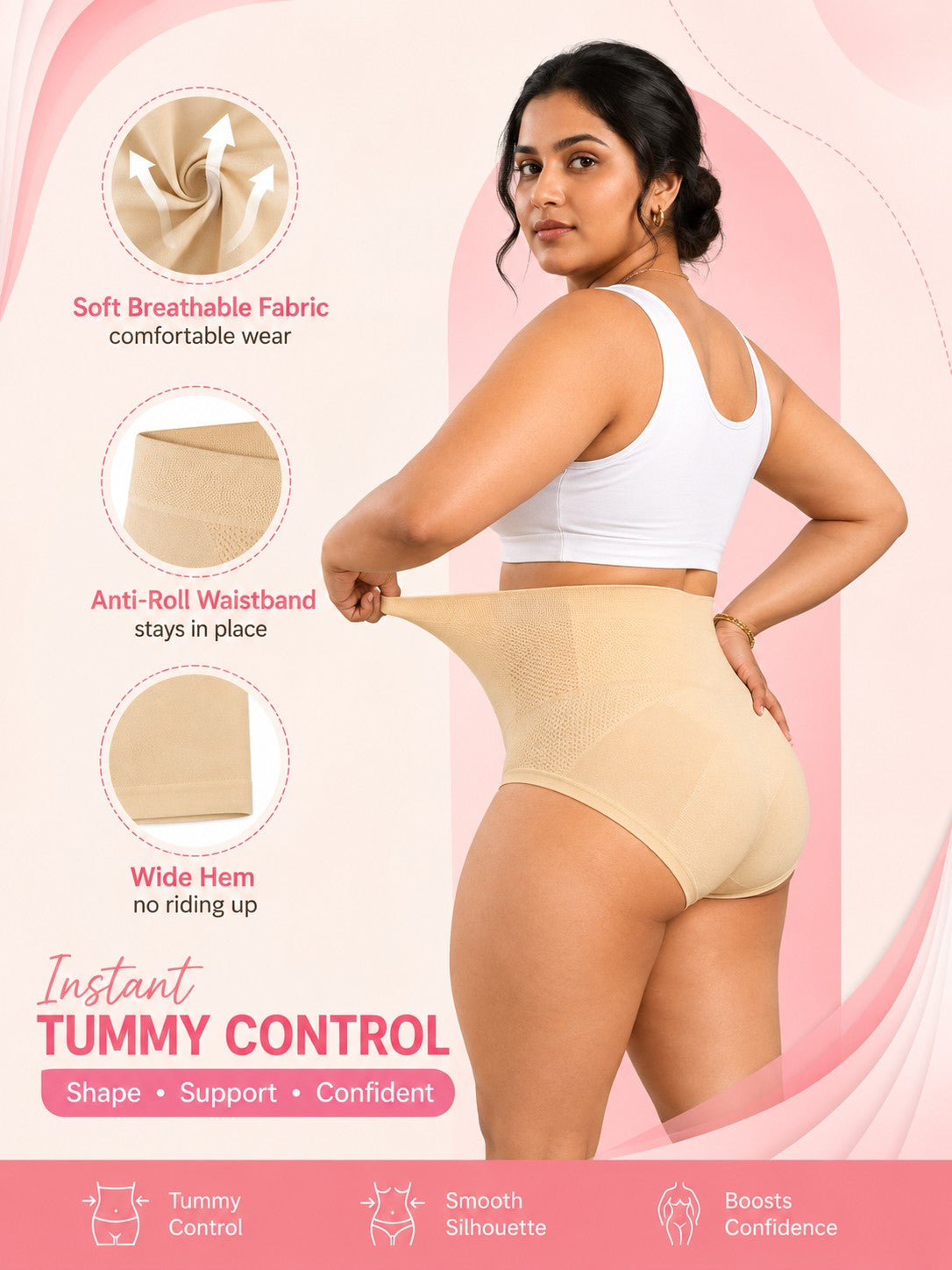 Sweat Absorbant Tummy Control High Waist Underwear With FREE Body Confidence Kit