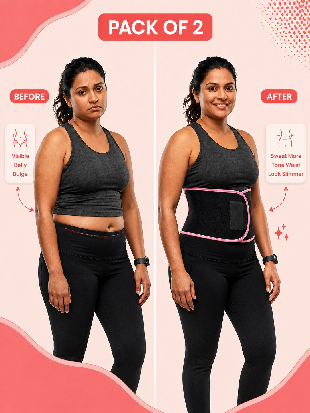 Unisex Slimming Sweat Belt Pack Of 2 With FREE Body Confidence Kit : Get Slim this Summer