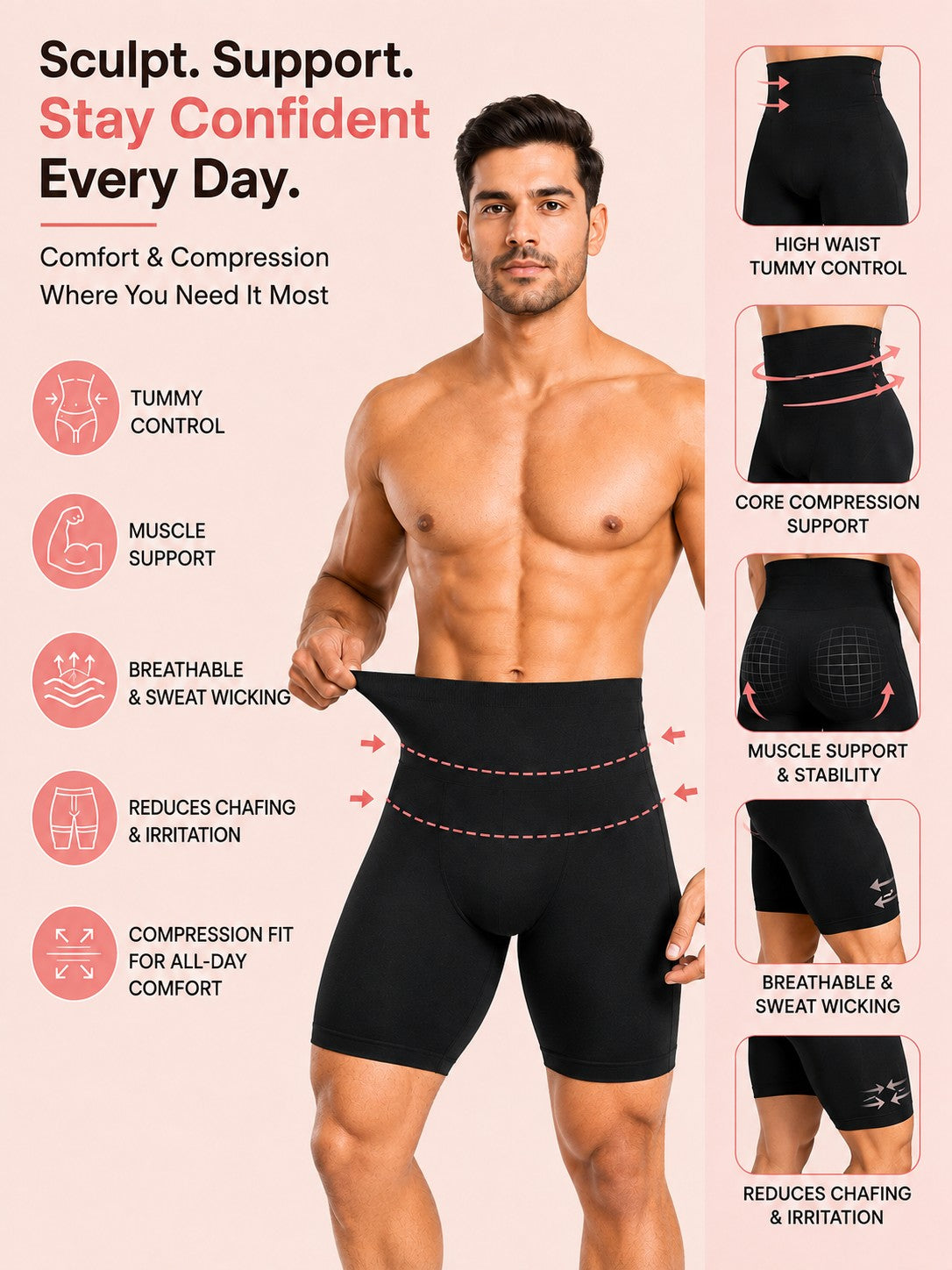 Compression Short For Men PACK OF 2 With FREE Body Confidence Kit