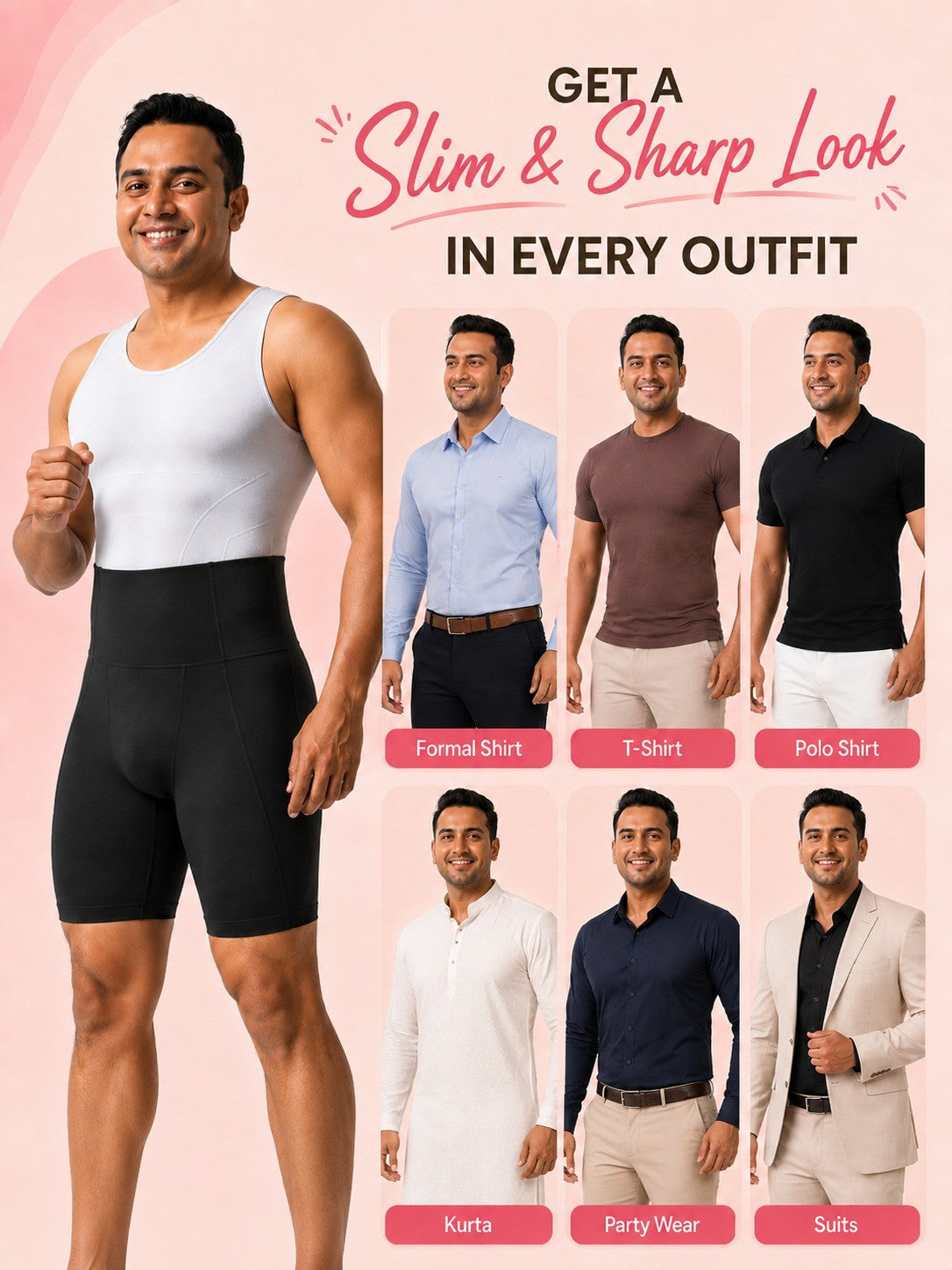 Compression Shorts and Compression Vest Combo For Men PACK OF 2 With FREE Body Confidence Kit