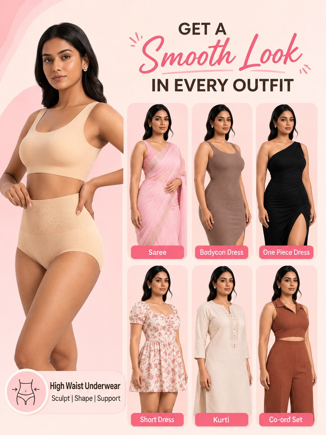 Sweat Absorbant Tummy Control High Waist Underwear With FREE Body Confidence Kit