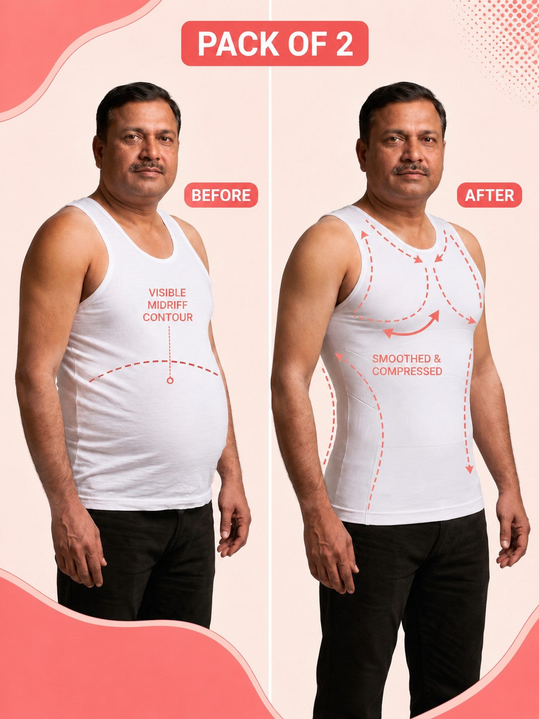 Compression Vest For Men PACK OF 2 With FREE Body Confidence Kit