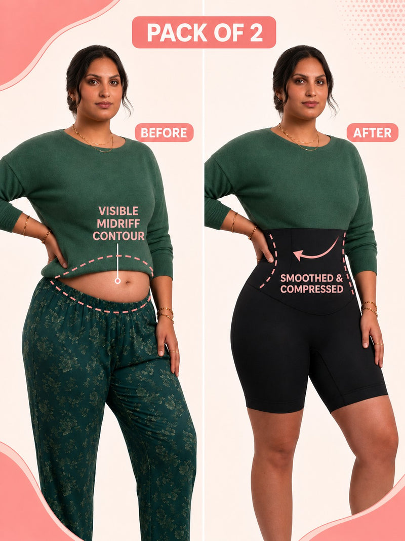 Sculpting Waist Reduction Everyday Tummy Shaper PACK OF 2 With FREE Body Confidence Kit