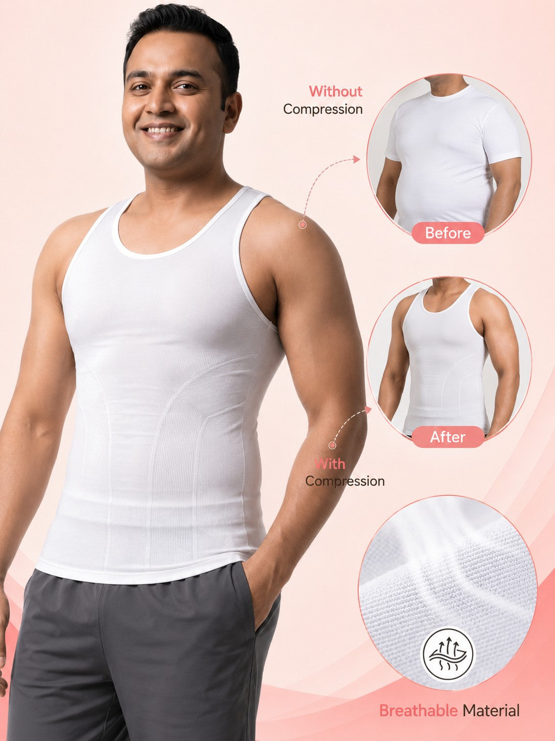 Compression Vest For Men PACK OF 2 With FREE Body Confidence Kit